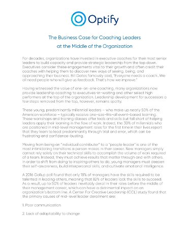 The Business Case for Coaching Leaders at the Middle of the Organization