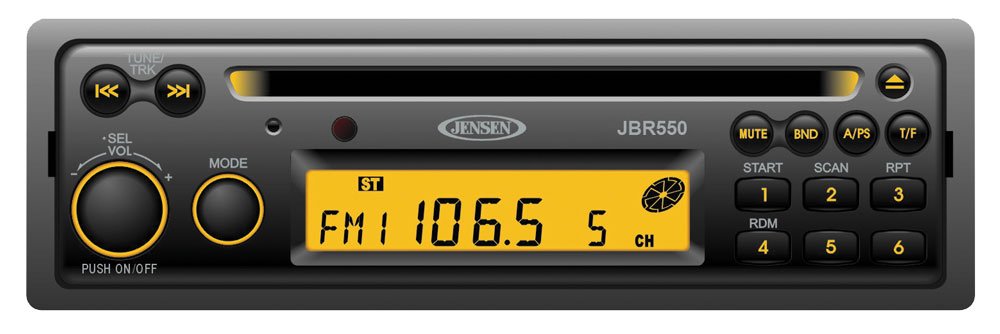 JENSEN Heavy Duty AM/FM/CD Stereo with Thomas Built Bus Harness Pin-Out Direct Factory Replacement