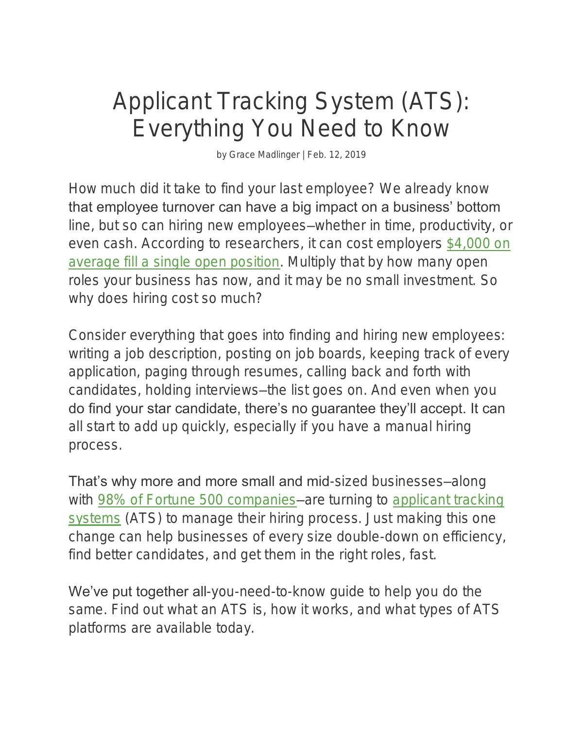 Applicant Tracking System (ATS): Everything You Need to Know