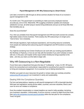 Payroll Management in HR: Why Outsourcing is a Smart Choice