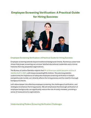 Employee Screening Verification: A Practical Guide for Hiring Success