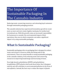 The Importance Of Sustainable Packaging In The Cannabis Industry
