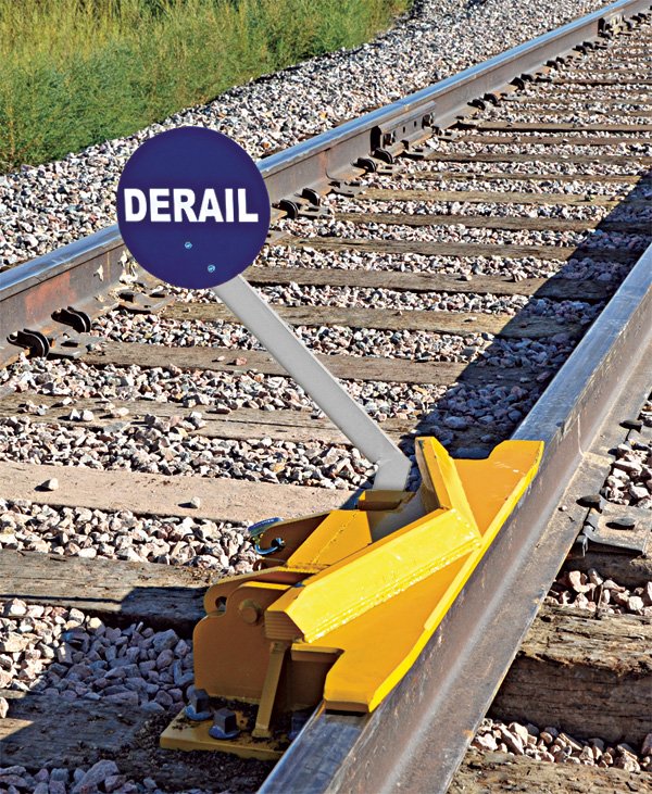 2-Way Hinged Railroad Derail (for Locomotive) with manual sign holder