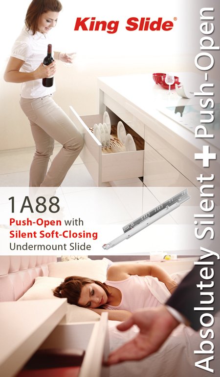 1A88 Push-Open with Silent Soft-Closing Undermount Slide