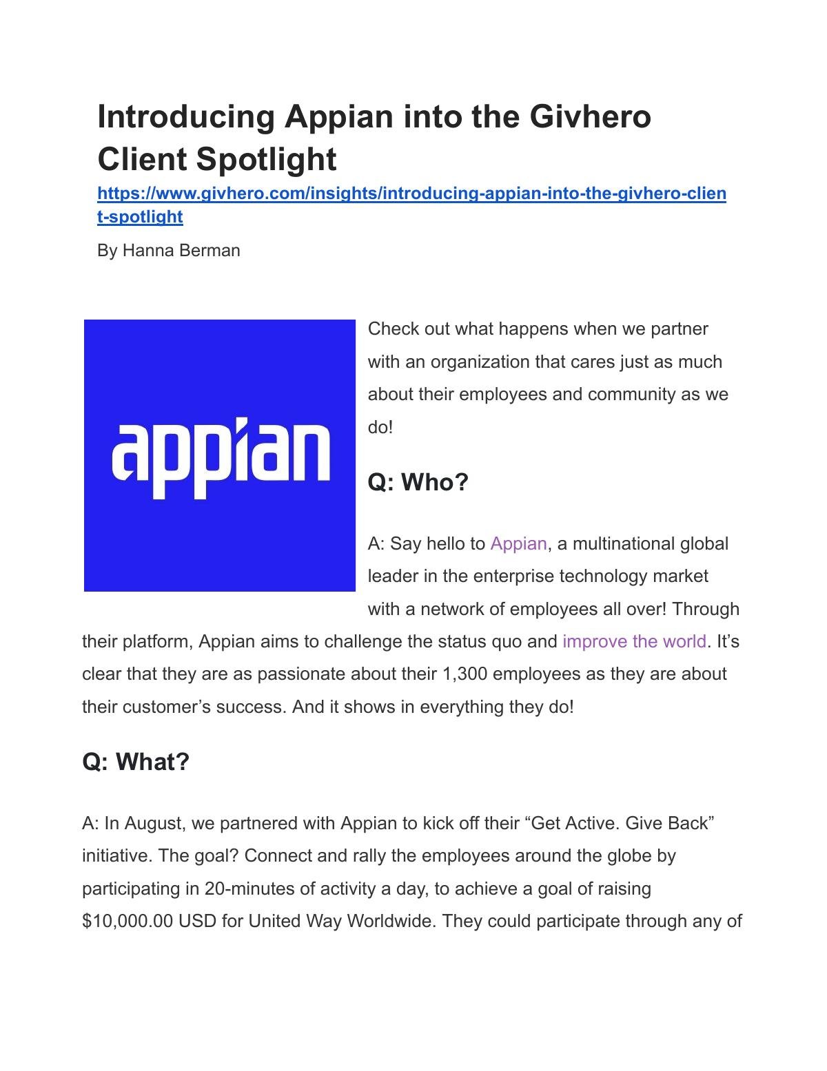 Appian Client Success Story