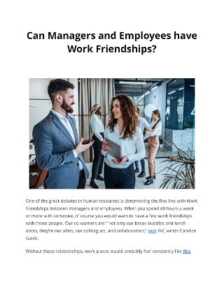 Can Managers and Employees have Work Friendships?     