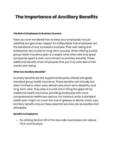The Importance of Ancillary Benefits