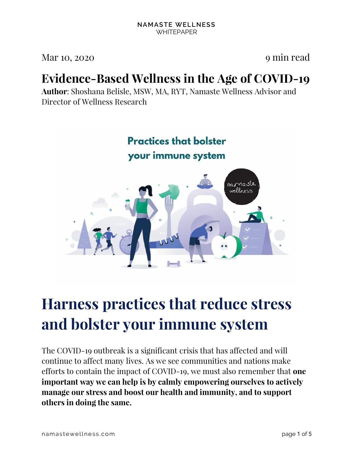 Evidence-Based Wellness in the Age of COVID-19