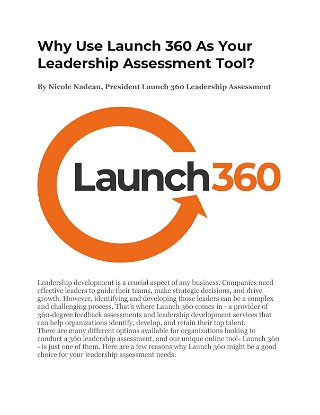 Why Use Launch 360 As Your Leadership Assessment Tool?