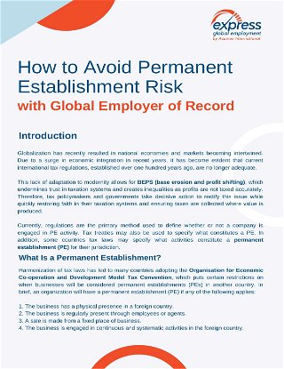 How to Avoid Permanent Establishment Risk with Global Employer of Record