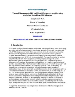 Thermal Management of RF and Digital Electronic Assemblies using Optimized Materials and PCB Designs