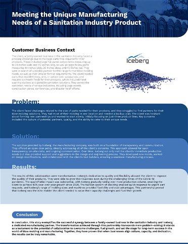 Meeting the Unique Manufacturing Needs of a Sanitation Industry Product
