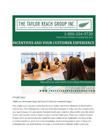 INCENTIVES AND YOUR CUSTOMER EXPERIENCE