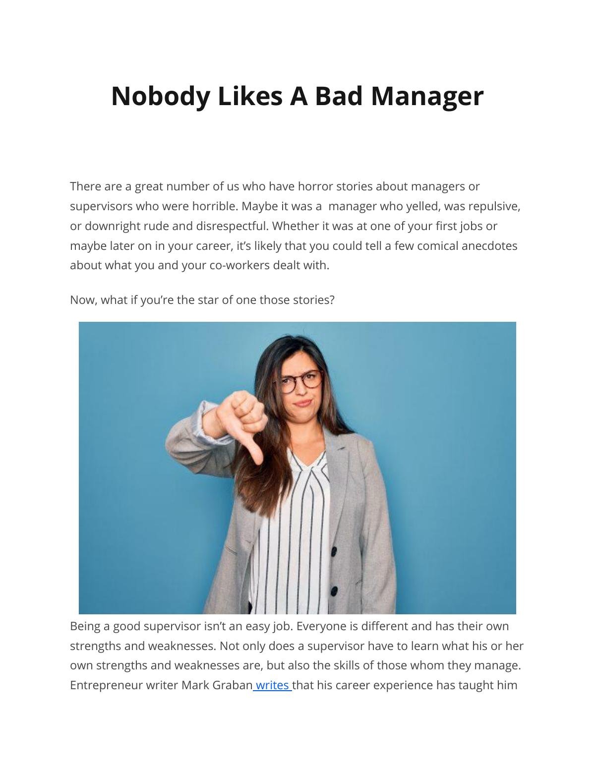 Nobody Likes A Bad Manager