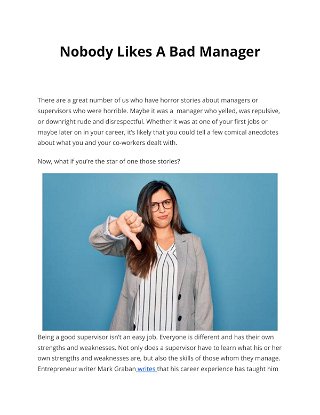 Nobody Likes A Bad Manager