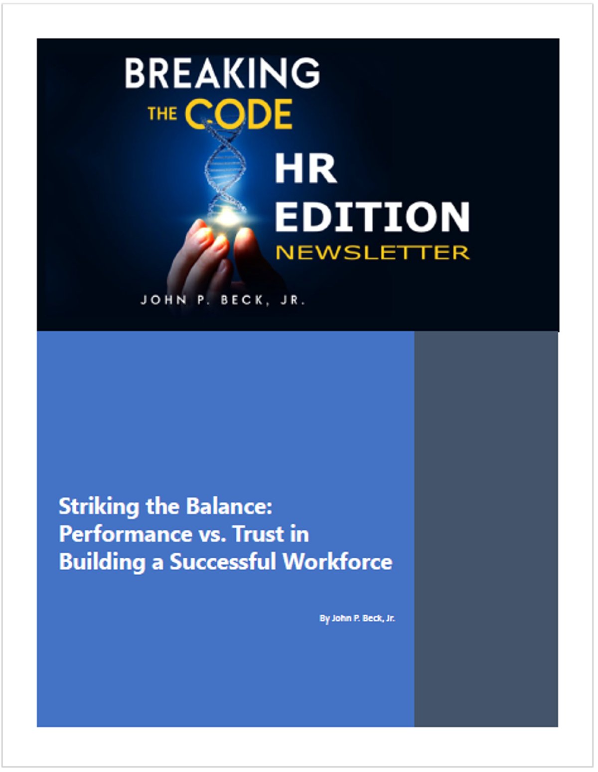 Striking the Balance: Performance vs. Trust in Building a Successful Workforce