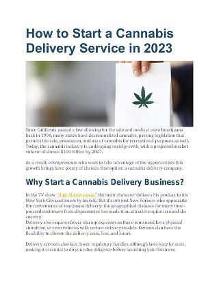 How to Start a Cannabis Delivery Service in 2023