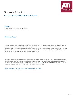 Guidance for Disinfection of ATI Door Skins
