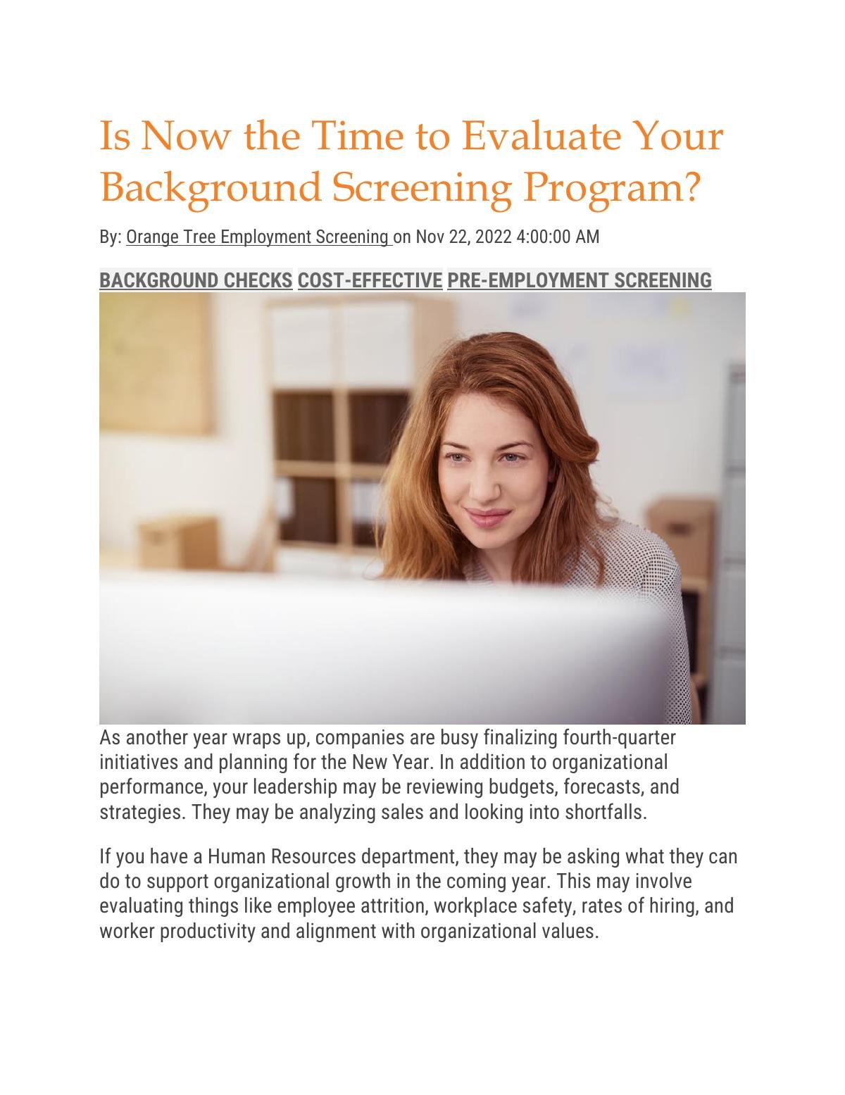 Is Now the Time to Evaluate Your  Background Screening Program?