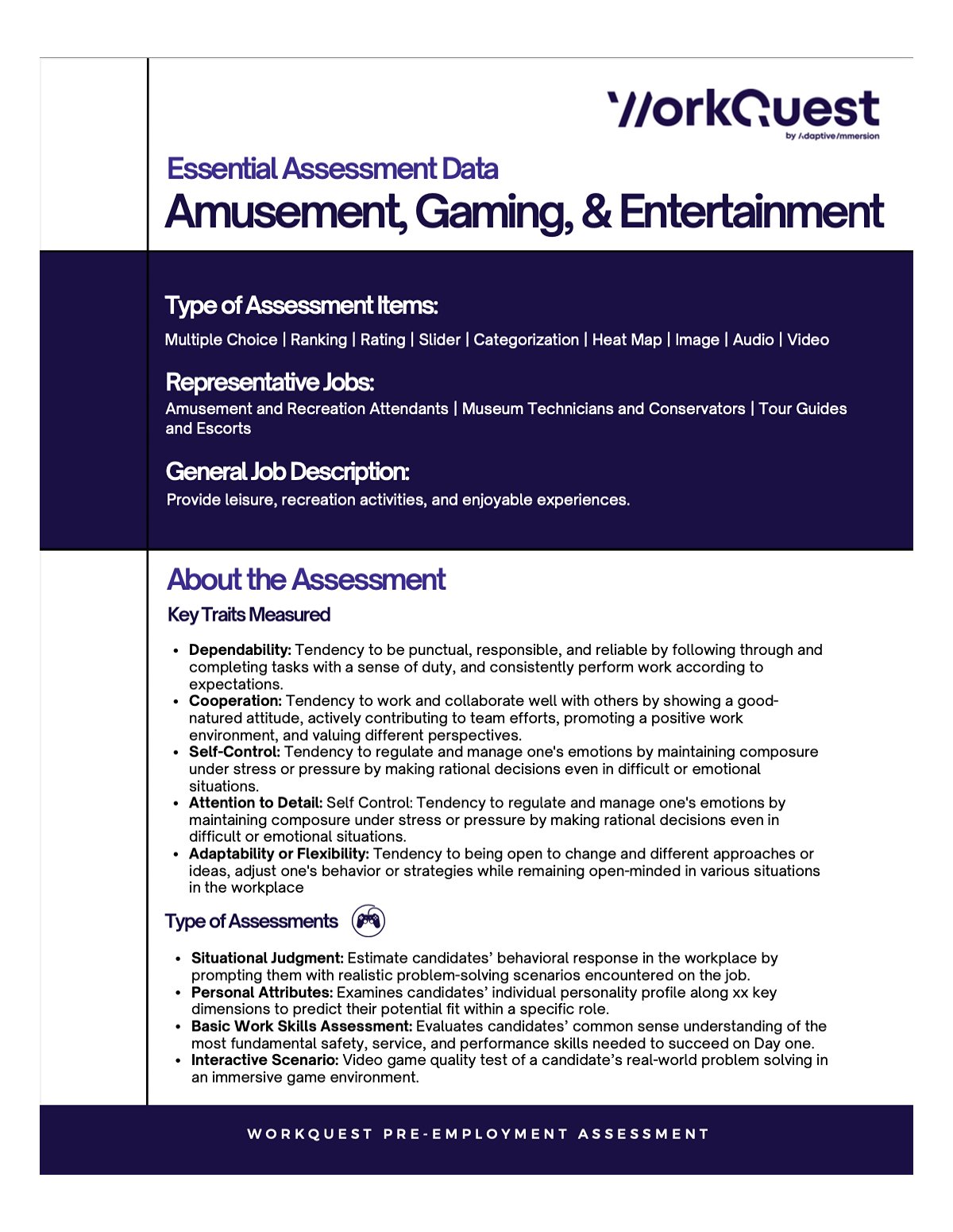 Amusement, Gaming, & Entertainment Industry Assessment