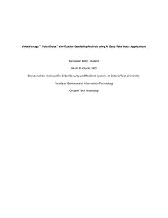 VoiceVantage™ VoiceCheck™ Verification Capability Analysis using AI Deep Fake Voice Applications