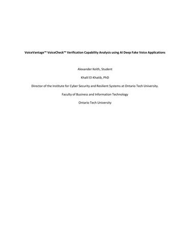 VoiceVantage™ VoiceCheck™ Verification Capability Analysis using AI Deep Fake Voice Applications