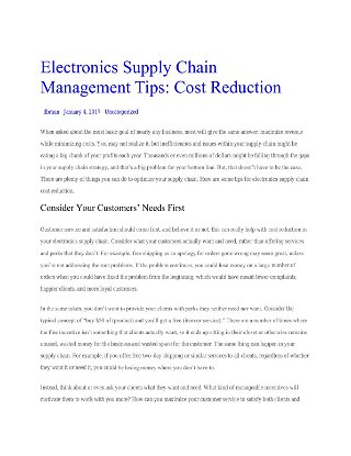 Electronics Supply Chain Management Tips: Cost Reduction