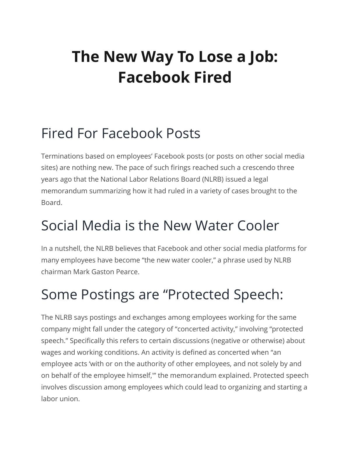 The New Way To Lose a Job: Facebook Fired 