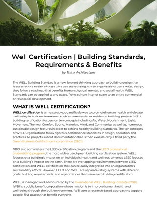Well Certification Building Standards, Requirements and Benefits