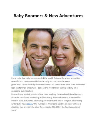 Baby Boomers & New Adventures 