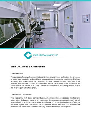 Why Do I Need a Cleanroom?