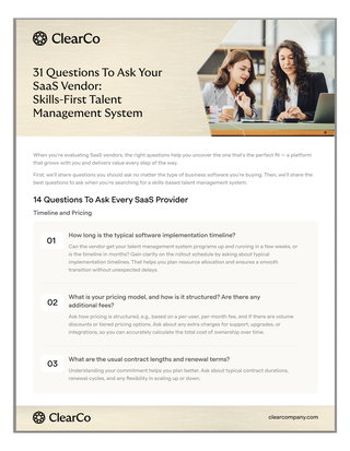 31 Questions To Ask Your SaaS Vendor: Skills-First Talent Platform