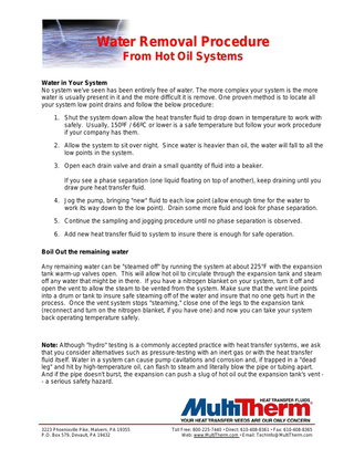  Water Removal Proceedure From Hot Oil Systems