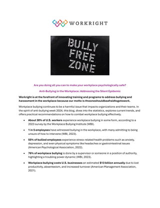 Anti-Bullying in the Workplace: Addressing the Silent Epidemic 