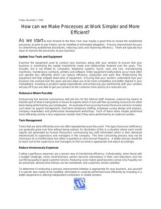 How can we Make Processes at Work Simpler and More Efficient?