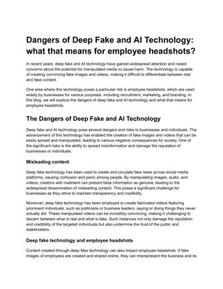 Dangers of Deep Fake and AI Technology: what that means for employee headshots?