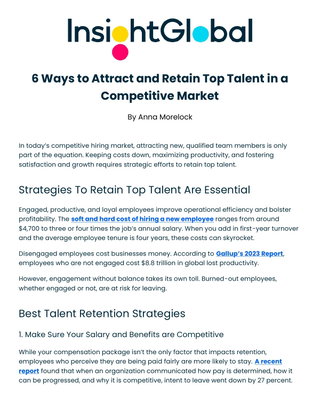 6 Ways to Attract and Retain Top Talent in a Competitive Market