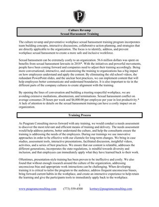 Sample Agenda: Sexual Harassment Training