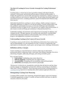 The Role of Coaching in Career Growth Strategies for Lasting Professional Success