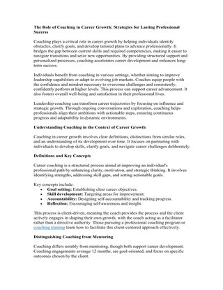 The Role of Coaching in Career Growth Strategies for Lasting Professional Success