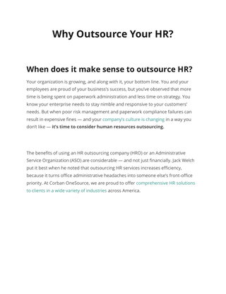 Why Outsource Your HR? 