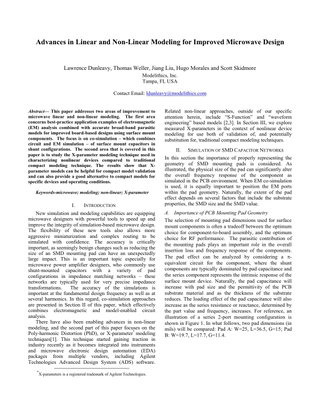 Advances in Linear and Non-Linear Modeling for Improved Microwave Design