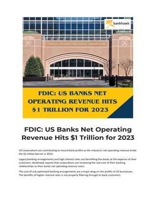 FDIC: US Banks Net Operating Revenue Hits $1 Trillion for 2023
