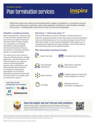 Plan termination services