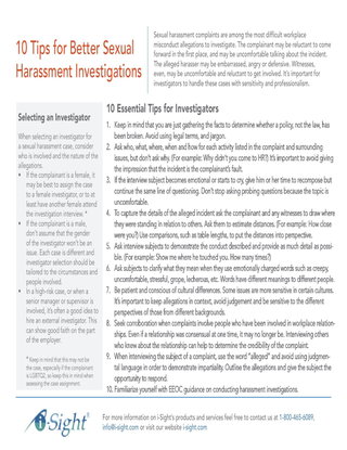 10 Tips for Better Sexual Harassment Investigations: A cheat sheet by i-Sight Software