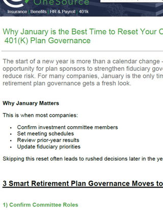 Why January is the Best Time to Reset Your Company 401(K) Plan Governance