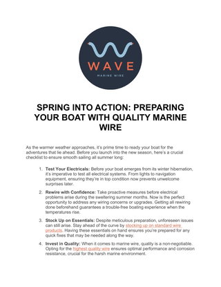 SPRING INTO ACTION: PREPARING YOUR BOAT WITH QUALITY MARINE WIRE