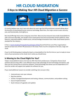 HR Cloud Migration - 5 Keys to Making your HR Cloud Migration a Success