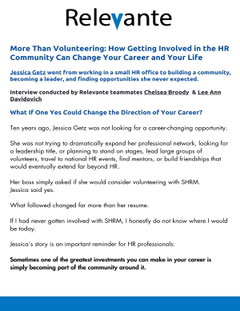 More Than Volunteering: How Getting Involved in the HR Community Can Change Your Career and Your Life