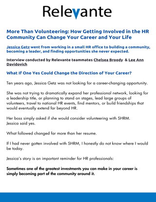 More Than Volunteering: How Getting Involved in the HR Community Can Change Your Career and Your Life
